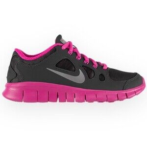 Nike Free Run 5.0 Metallic Silver Mesh Animal Print Fusion Pink Running Shoes